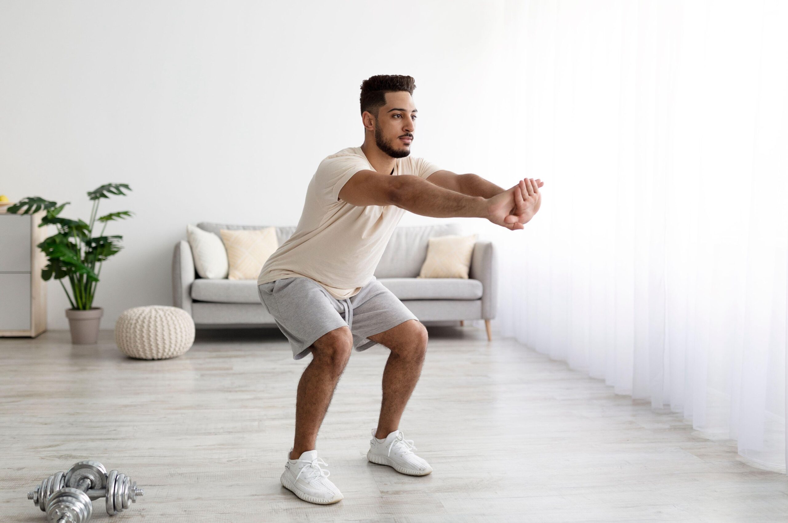 ‘Squats are great because they help you build lower-body strength,’ says Sam Quinn