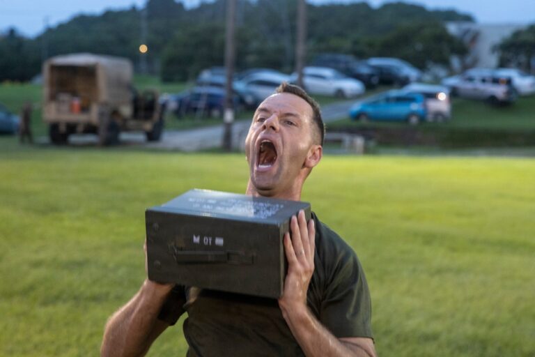 U.S. Marine with 3rd Marine Division conduct a Staff NCO and Officer Physical Training Event