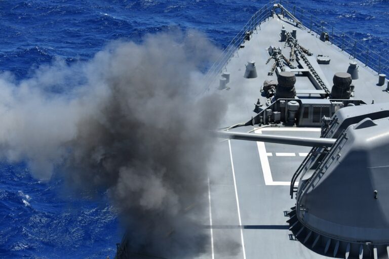 Japan Maritime Self-Defense Force conducts a 127 mm main gun live Japan Maritime Self-Defense Force conducts a 127 mm main gun live