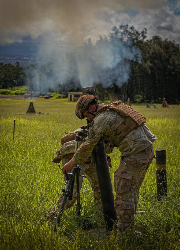 1st Battalion, 21st Infantry Regiment: Mortar live-fire during a base fire support coordination exercise 1st Battalion, 21st Infantry Regiment: Mortar live-fire during a base fire support coordination exercise