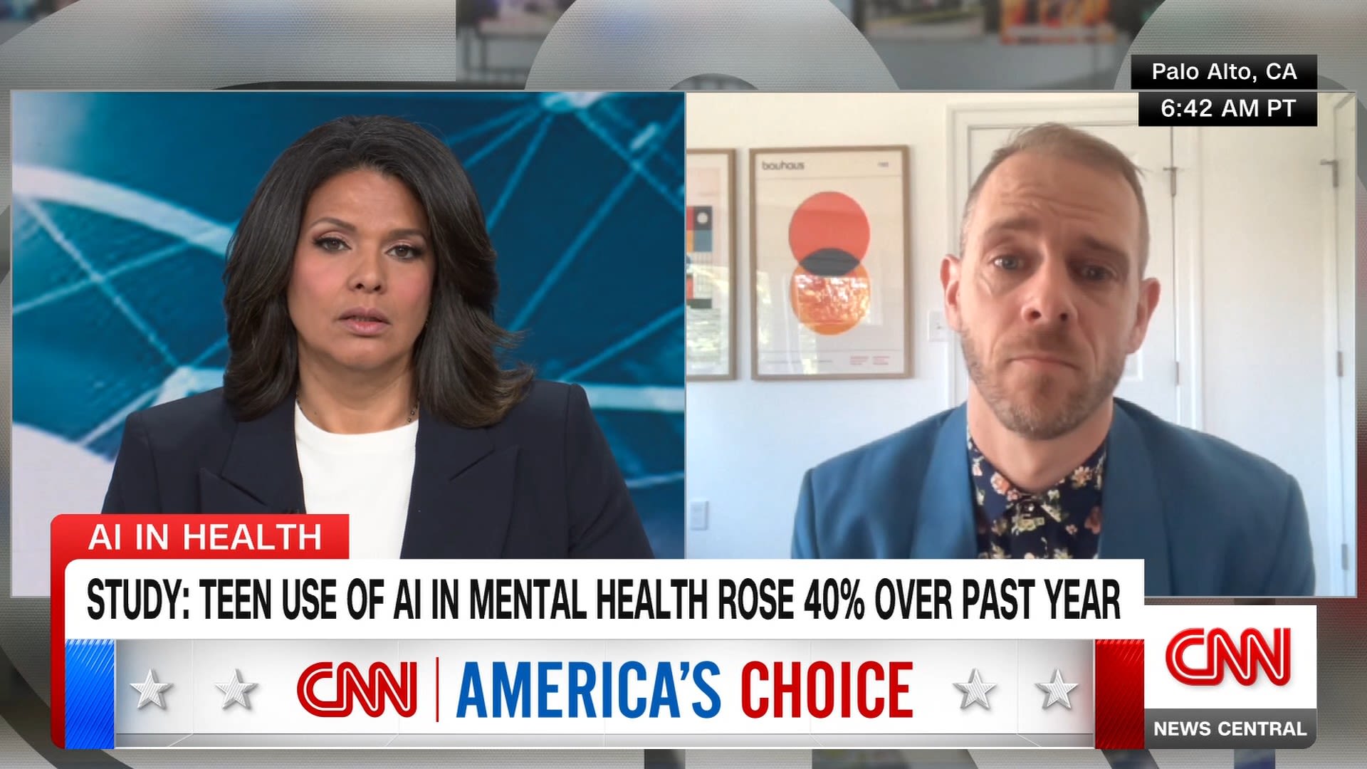 <p>CNN News Central's Sara Sidner speaks with Ryan McBain, Senior Policy Researcher at RAND, about his group's new study showing more young people are turning to AI for mental health advice.</p>