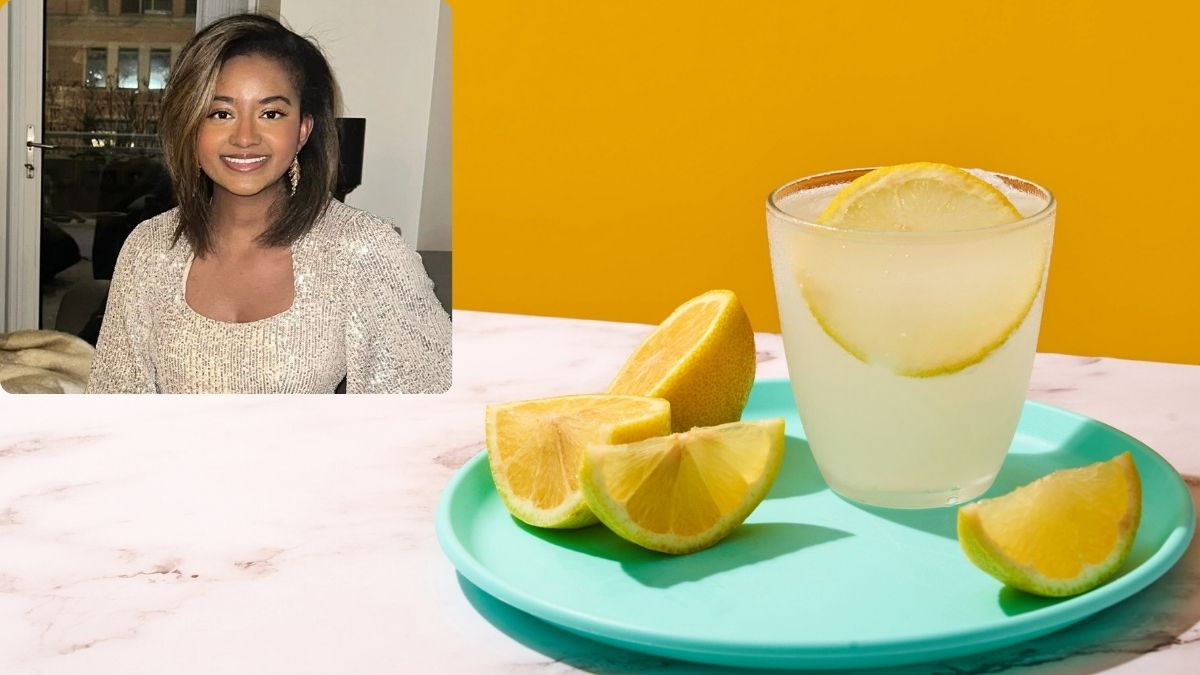 Inset headshot of Cailey Griffin over a plate of lemons and gelatin weight-loss water