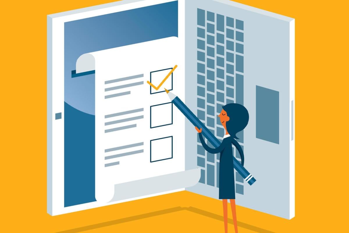 Figure at a giant checklist