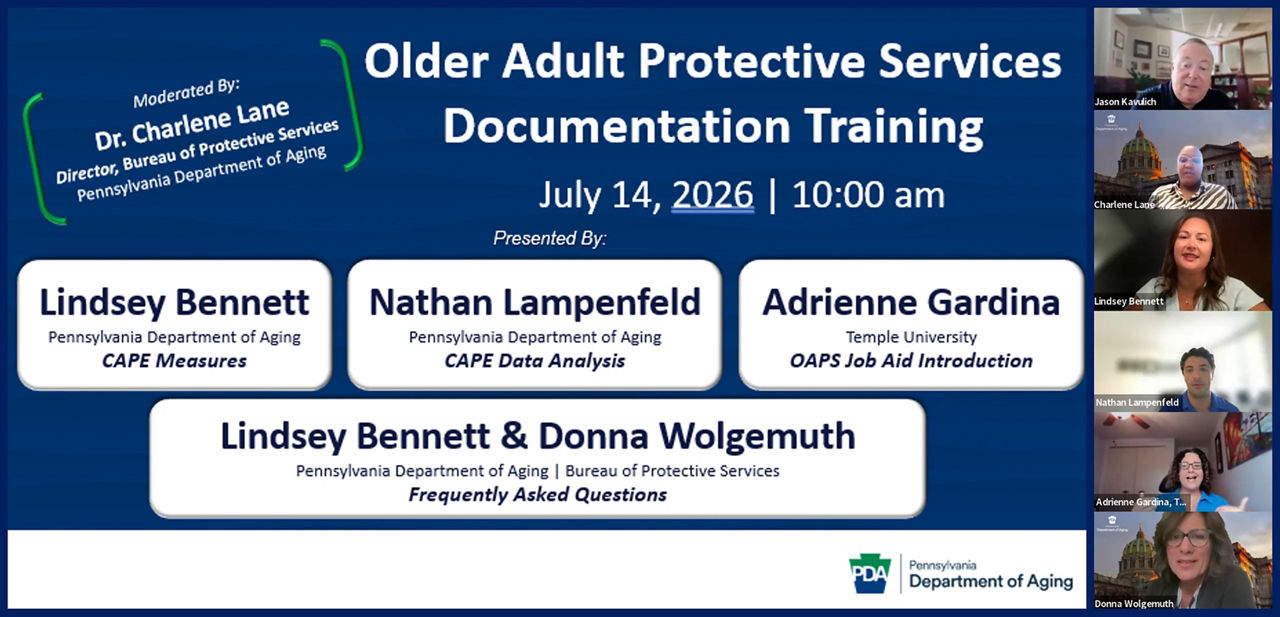 Screenshot showing presentation and several presenters