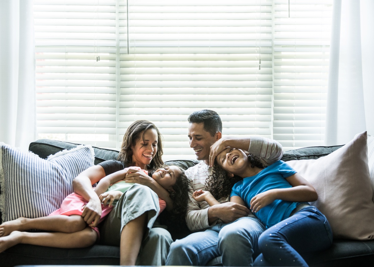 Family unwinding at home