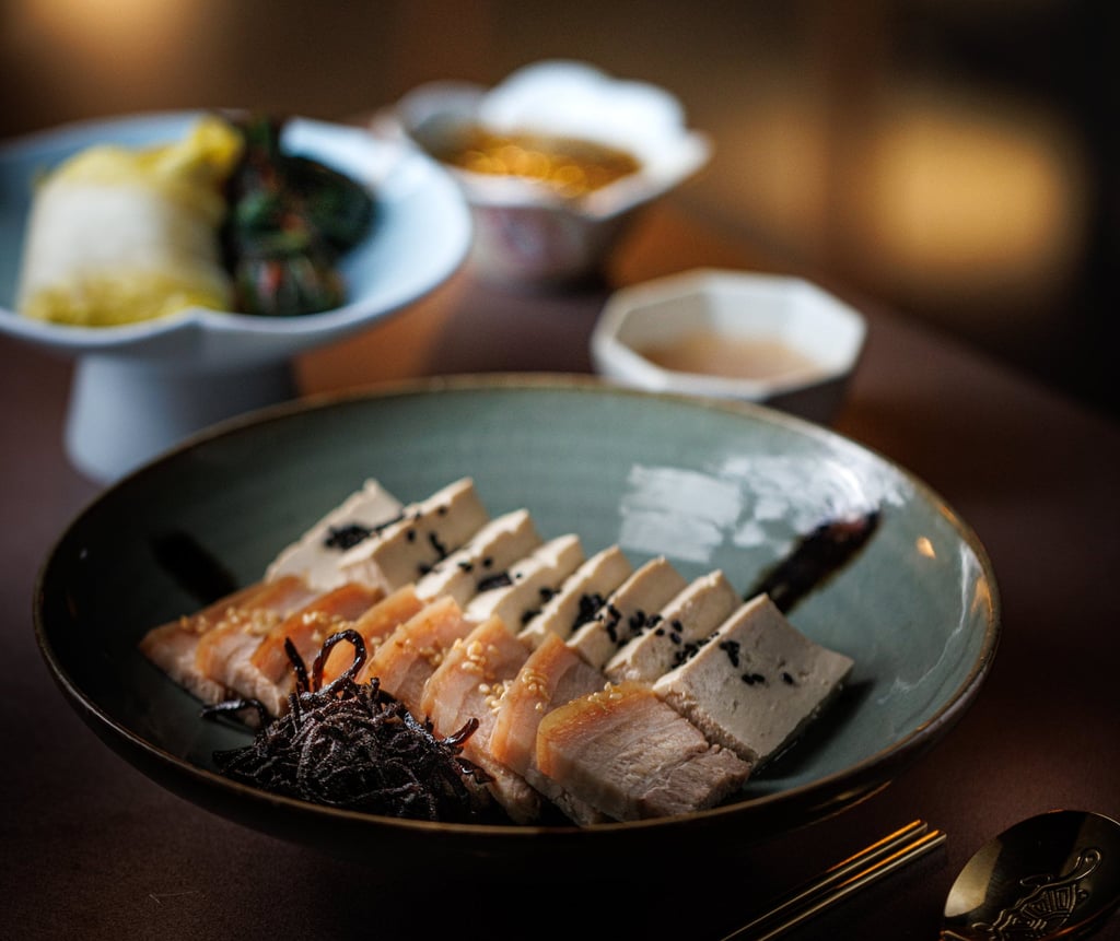 Poached sliced pork belly at Yusang, a new contemporary Korean restaurant in Central. Photo: Yusang