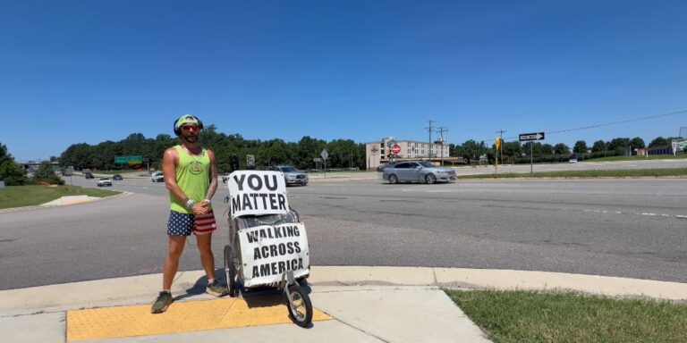 ‘You matter’: Man makes stop in Chesterfield during trek across U.S. for mental health awareness ‘You matter’: Man makes stop in Chesterfield during trek across U.S. for mental health awareness