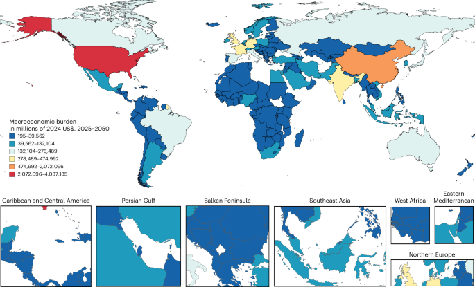 Global economic burden of depression in 154 countries from 2025 to 2050 Global economic burden of depression in 154 countries from 2025 to 2050