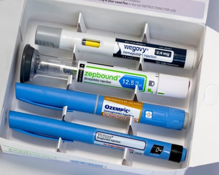 various GLP-1 weight loss medications in a box