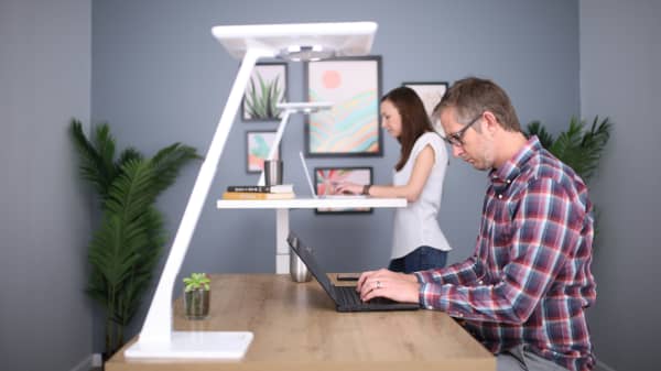 Worker at a  standing desk