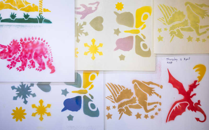 Jay's mother has kept artwork he made over the years.