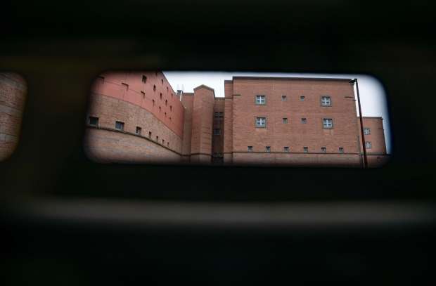The view from the gated intake sally port of the...