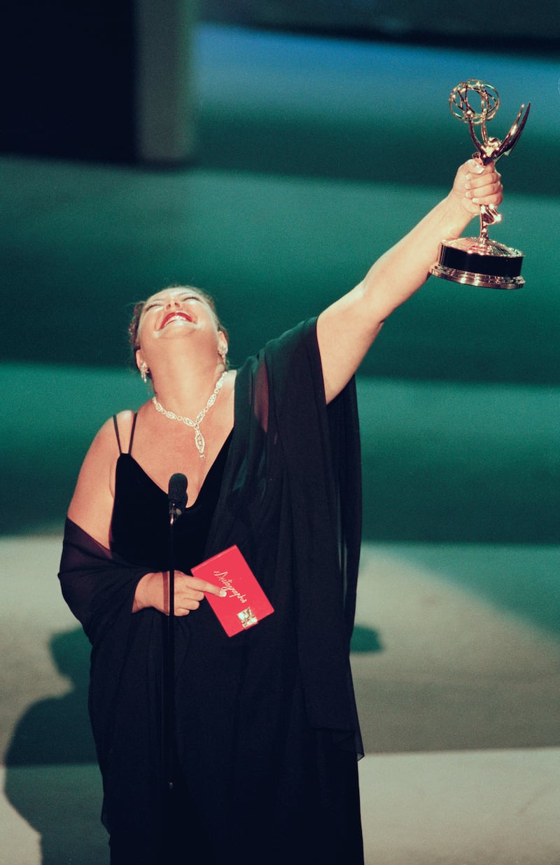 THE 50TH PRIMETIME EMMY AWARDS -- Pictured: Outstanding Supporting Actress in a Drama Series ABC's "The Practice" Camryn Manheim during the 50th Annual Primetime Emmy Awards held at the Shrine Auditorium in Los Angeles, CA on September 13, 1998  (Photo by Chris Haston/NBCU Photo Bank/NBCUniversal via Getty Images via Getty Images)