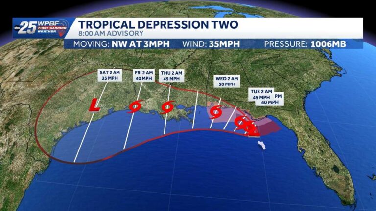 Tropical Depression Two expected to become tropical storm later today Tropical Depression Two expected to become tropical storm later today