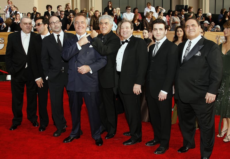 LOS ANGELES, CA - JANUARY 28:  Actors Vincent Curatola, guest, guest, Tony Sirico, Frank Vincent, Dan Grimaldi, guest, and Joseph R. Gannascoli arrive at the 13th Annual Screen Actors Guild Awards held at the Shrine Auditorium on January 28, 2007 in Los Angeles, California.  (Photo by Frank Micelotta/Getty Images)