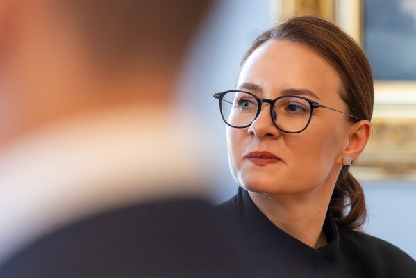 Ukrainian Prime Minister Yulia Svyrydenko arrives for a meeting with Lithuania's President Gitanas Nauseda at the Presidential palace in Vilnius, Lithuania, June 1, 2026. (AP Photo/Mindaugas Kulbis, File)