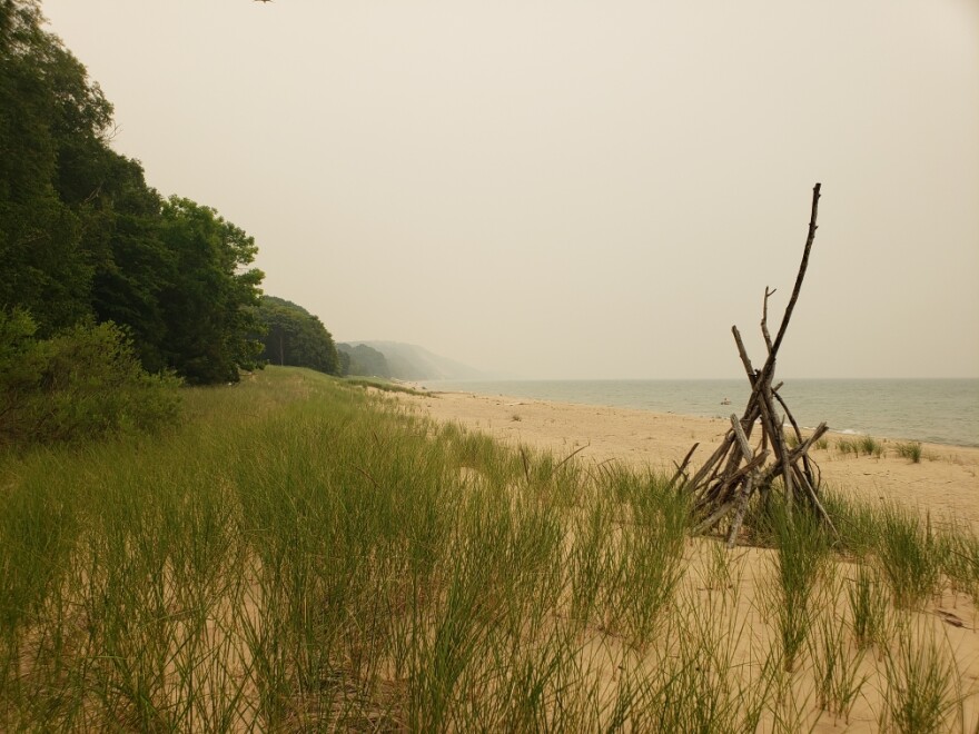 Smoky skies in Pierport on Thursday. (Photo courtesy of Jamie Rich)