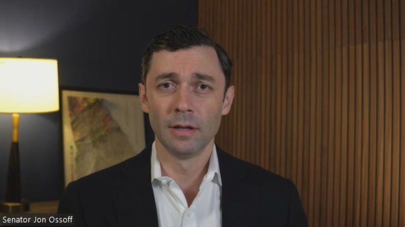 U.S. Senator Jon Ossoff holds virutal press conference demanding that GOP opponent U.S. Rep. Mike Collins address his son-in-law's ties to antisemitism and White nationalism on July 30, 2026 (Jordan Stevenson, WGXA)