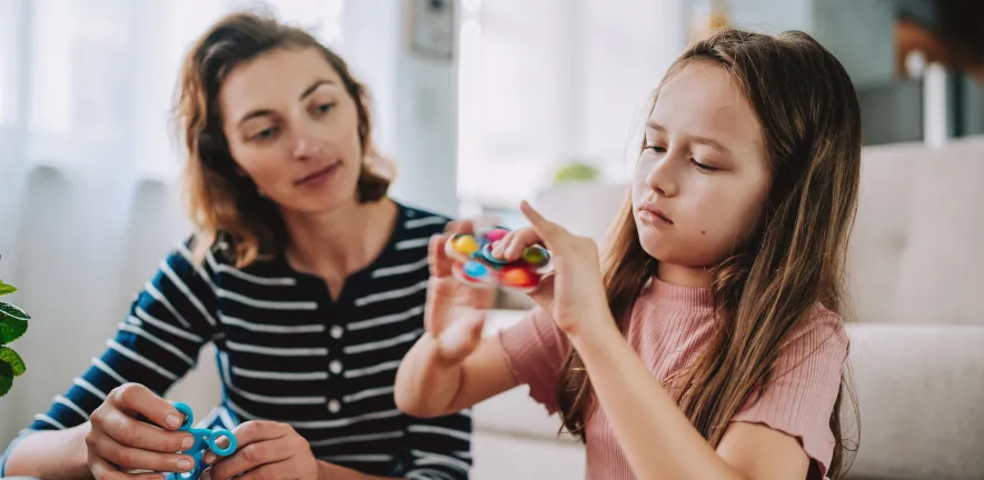 Autistic girl and her mother