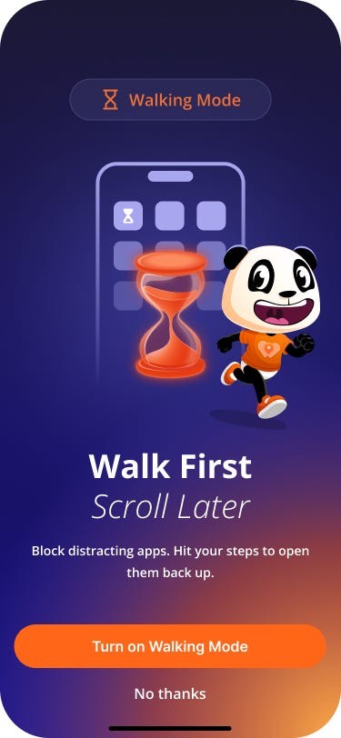 The walking mode lets users block select apps until a set count is reached.WeWard