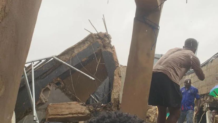 collapsed building