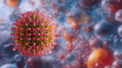 A microscope view of the measles virus.