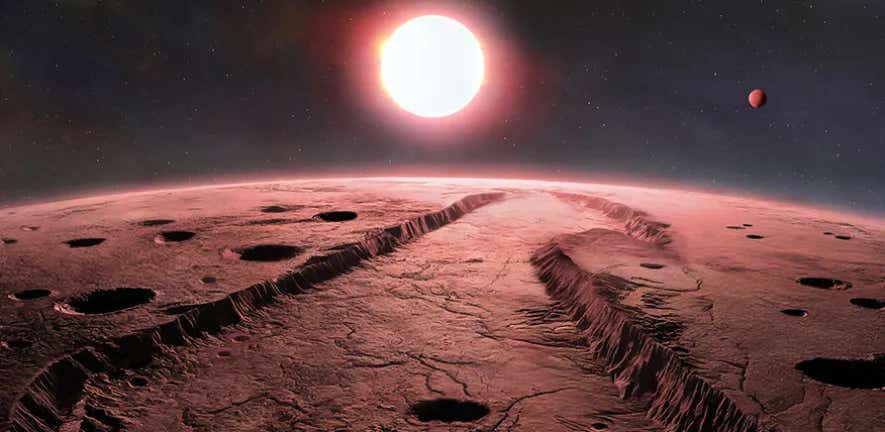 Artist’s illustration of exoplanets orbiting Barnard’s Star.