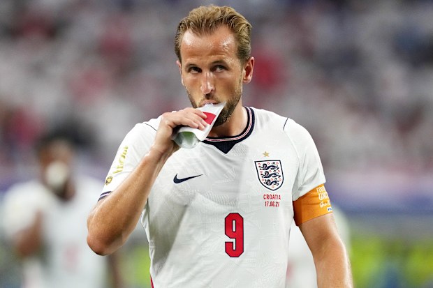England’s Harry Kane heads in at half-time during the FIFA World Cup Group L match at Dallas Stadium, Arlington. Picture date: Wednesday June 17, 2026. (Photo by Nick Potts/PA Images via Getty Images)