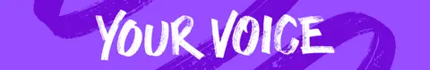 BBC Your Voice logo in white lettering with a purple background