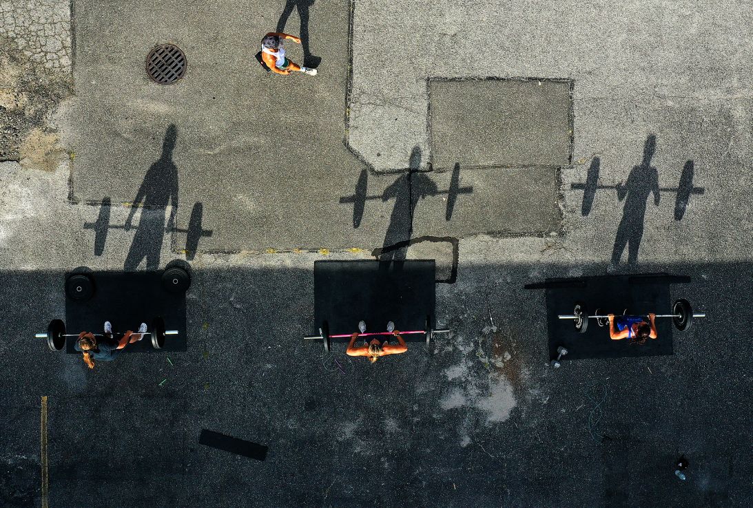 An "Outside The Box" fitness workout during the pandemic.