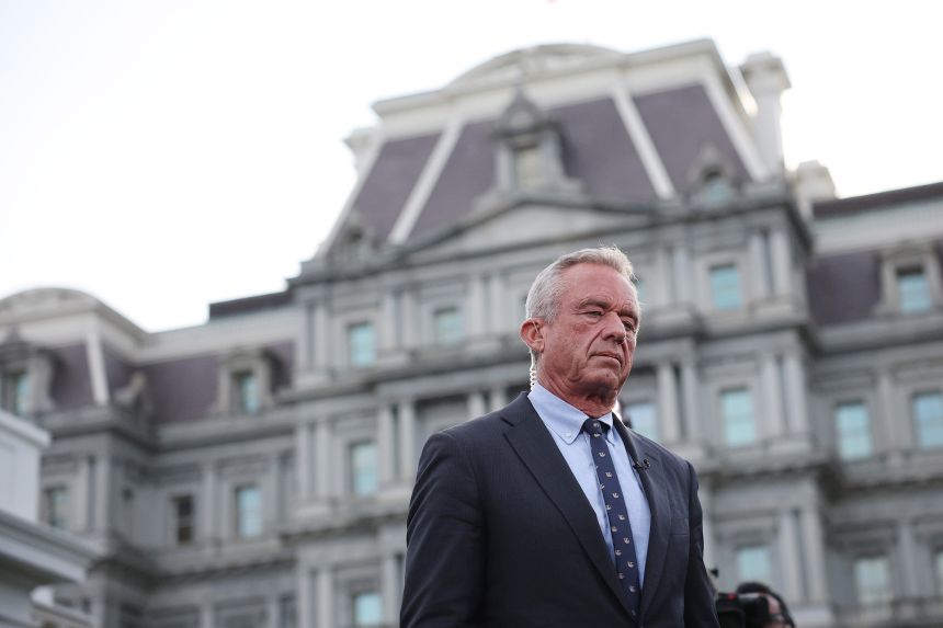 US Health and Human Services Secretary Robert F. Kennedy Jr. is interviewed on Fox News outside of the White House West Wing in September 2025 in Washington, DC.