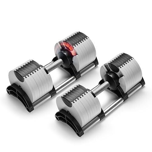 NUOBELL Adjustable Dumbbell Pair 5-80 lbs : the Adjustable Dumbbells and Free Weights You've Always Wanted for Home Gym, Weight Benches and Dumbbell Exercise. Ships as 2 Packages. (Ash)