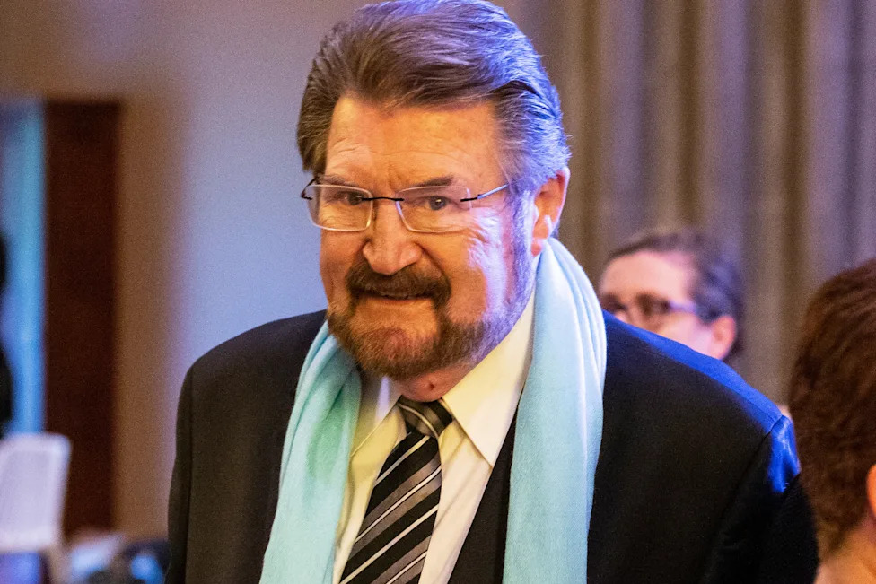 Derryn Hinch looking at the camera.