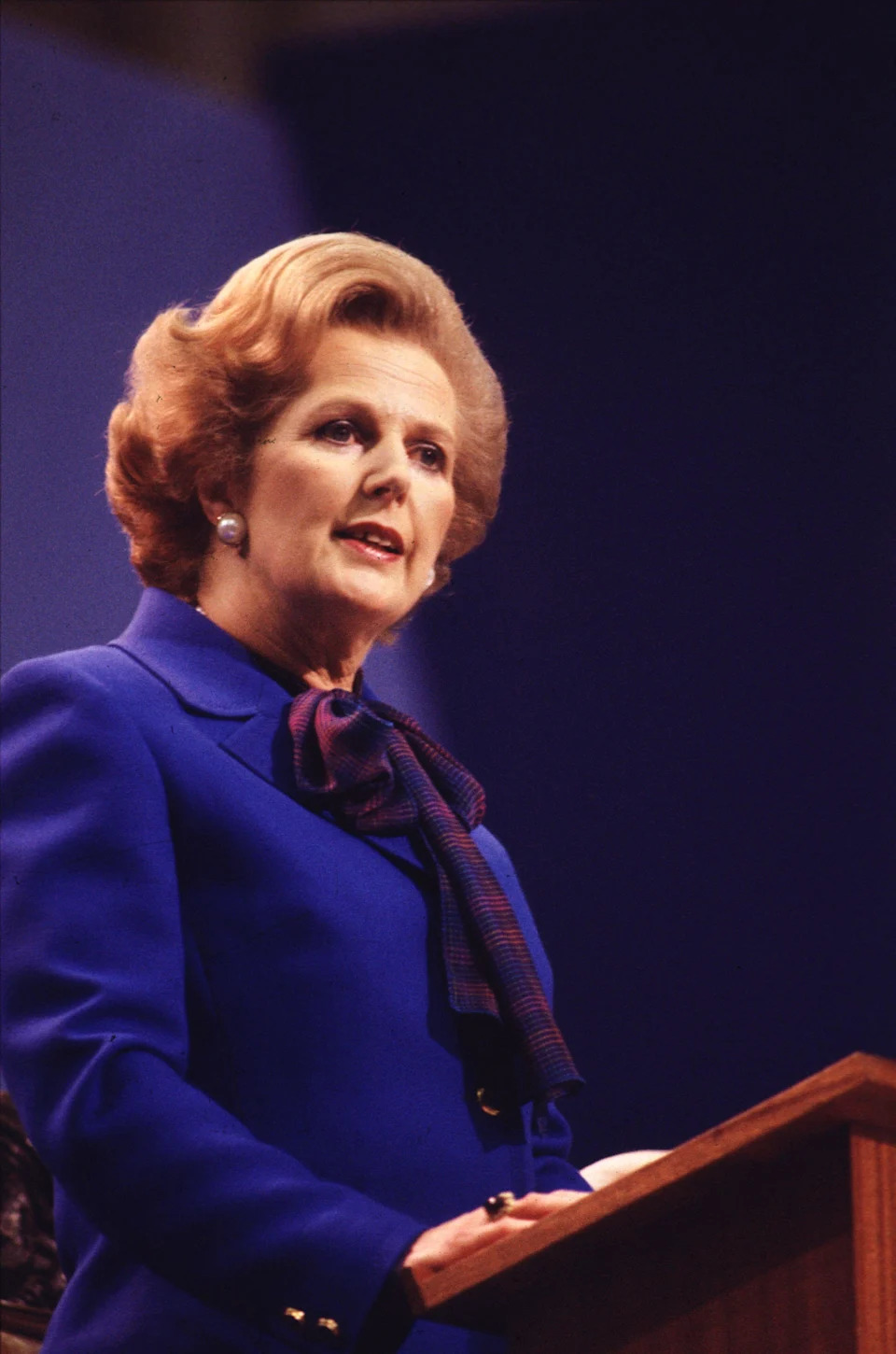 Margaret Thatcher at the Tory Party Conference in Brighton, East Sussex.