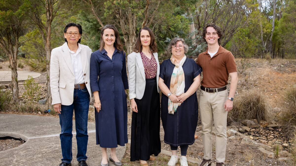 Professor Rachel Davey, Dr Gweneth Leigh, Hannah Richardson, Dr Claire Manning and Finlay Robinson worked on the schoolyard design project. Picture supplied
