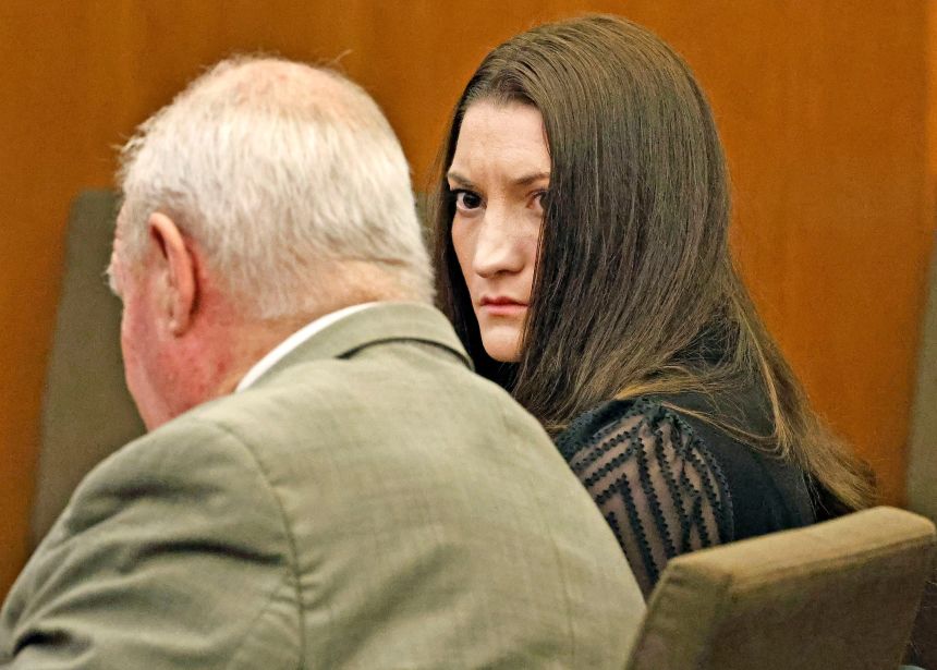 Lindsay Clancy attends a pretrial conference with her attorney, Kevin Reddington, on June 18 in Plymouth Superior Court in Massachusetts.