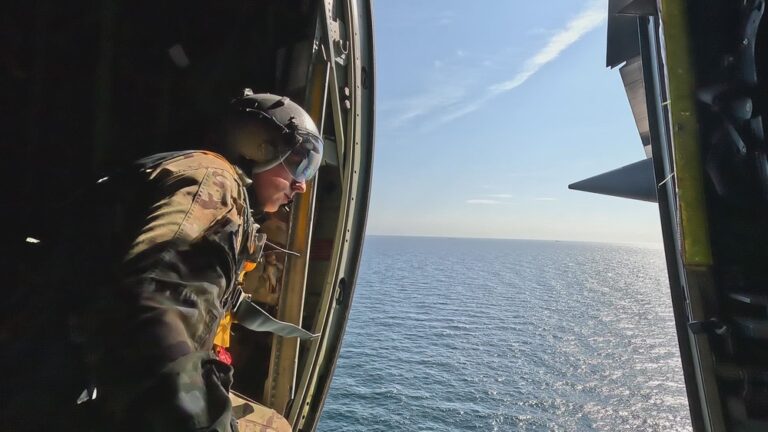 142d Airlift Squadron loadmaster conducts airdrop operations during Exercise Castaway 26-6 142d Airlift Squadron loadmaster conducts airdrop operations during Exercise Castaway 26-6