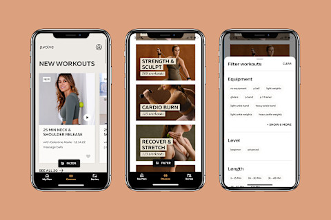 Pvolve interface on phones on background