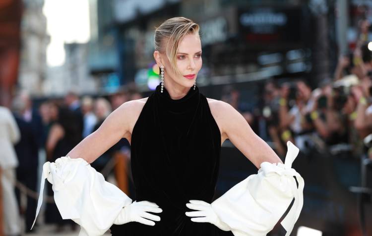 Charlize Theron attends the World Premiere of "The Odyssey" at Odeon Luxe Leicester Square on July 6, 2026 in London, England.