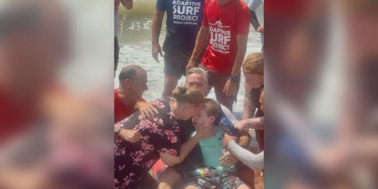 Boy with rare terminal illness surfs for first time at Atlantic Beach