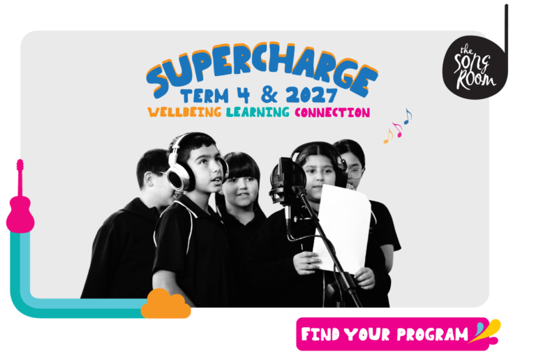Supercharge your Classroom with The Song Room. Give your Students Arts Learning Experiences that Boost Wellbeing, Confidence & Connection