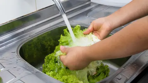Getty Images File image of a person's hands washing lettuce