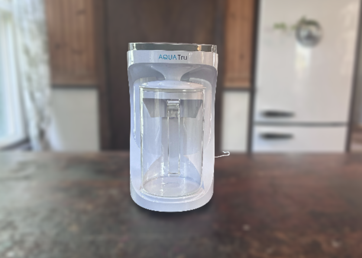 aquatru water filter on counter