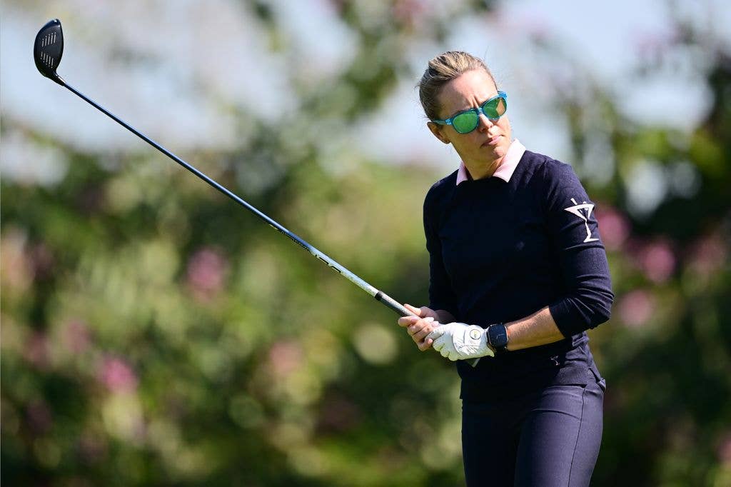 Dylan Dreyer preparing to take a shot during golf tournament