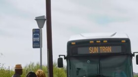Electronic sign on bus reads Sun Tran