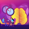 Hypnotherapy session, subconscious research. Psychiatrist assistance. Hypnosis practice, altered state of mind, hypnosis treatment services concept. Header or footer banner template with copy space.
