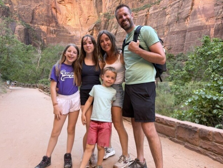 Meghan Cliffel with her husband and three children in 2026.