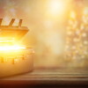 Pandoras box with smoke on a wooden background