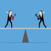 two Businessman Fighting on seesaw
