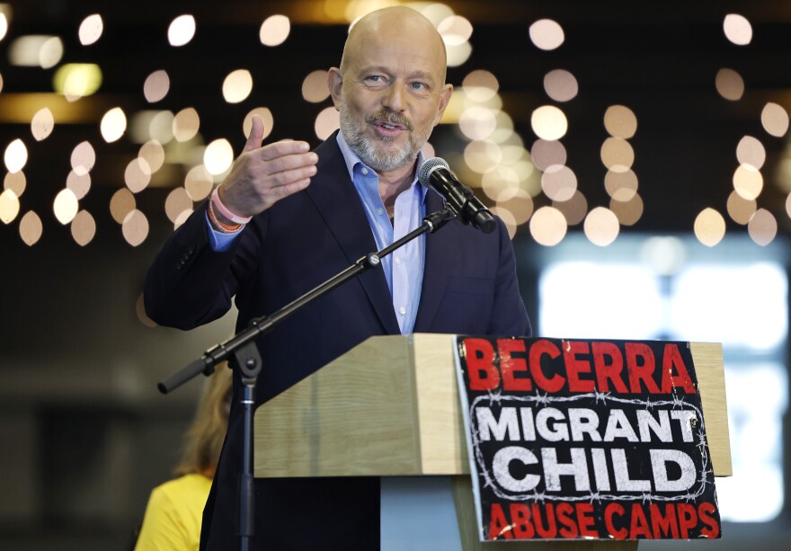 Steve Hilton, the Republican candidate for governor of California, campaigns at a Sheraton hotel on July 27 in Pomona.